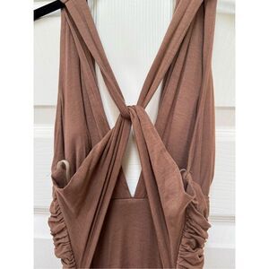 Rubber Ducky women’s S brown Grecian goddess maxi dress strappy back